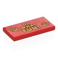 Tile 2 x 4 with Gold 'OH WHAT FUN!', Bells Print (Red)