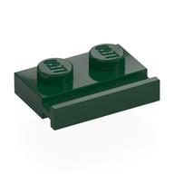 Plate Special 1 x 2 with Door Rail (Dark Green)