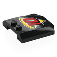 Brick Wedged, Curved Triple 4 x 4 x 2/3, 2 Studs with Red '10' on Yellow Triangle/Pizza Slice Print (Black)