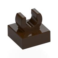 Tile Special 1 x 1 with Clip with Rounded Edges (Dark Brown)