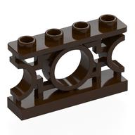 Fence 1 x 4 x 2 Ornamental Asian Lattice Round with 4 Studs (Dark Brown)