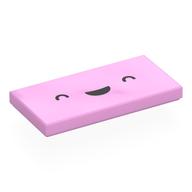 Tile 2 x 4 with Smiling Face, Closed Eyes Print (Bright Pink)