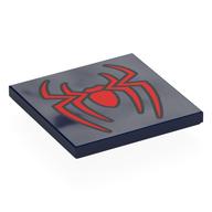 Tile 4 x 4 with Red Spider Print (Dark Blue)