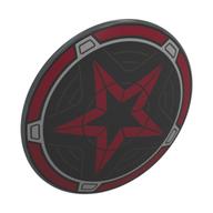 Shield Round Bowed with Dark Red Border, Dark Red Star on Black Field Print (Dark Bluish Gray)