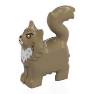 Animal, Cat with Furry Chest with Gold Eyes, White Nose, Chest Print (Dark Tan)