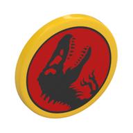 Road Sign Clip-on 2 x 2 Round with Jurassic Park Logo Print (Yellow)