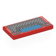 Tile 2 x 4 with Grill, Winch with Dark Azure Rope Print (Red)