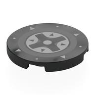 Tile Round 3 x 3 with Light Bluish Grey/Dark Bluish Grey SEGA Control Button Print (Black)