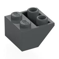 Brick Sloped Inverted 45° 2 x 2 [Round Hollow Bottom Pin, Bar-sized Stud Holes] (Dark Bluish Gray)