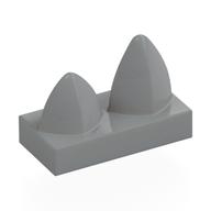 Tile Special 1 x 2 with Two Vertical Teeth / Tooth (Light Bluish Gray)