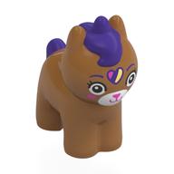 Animal, Cat with Dark Purple Mane and Tail, White Face, Heart Print (Medium Nougat)