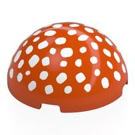 Dome Hemisphere 4 x 4 with White Spots (Mushroom Head) Print (Reddish Orange)