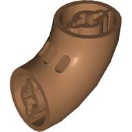 Brick Round 2 x 2 D. Tube with 90° Elbow and Axle Holes (Crossholes) at Each End (Medium Nougat)
