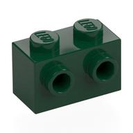 Brick Special 1 x 2 with 2 Studs on 1 Side (Dark Green)