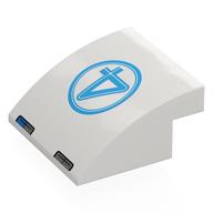 Brick Curved 4 x 4 x 1 2 / 3 with Medium Azure '4' in Circle Print (White)