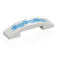 Brick Curved 4 x 1 Double, No Studs with Medium Azure Rounds, Stripes, 'HERBIE' Print (White)