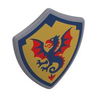 Shield Triangular with Spiked Top with Red/Blue Griffin on Yellow Background Print (Flat Silver)