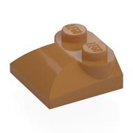 Brick Curved 2 x 2 x 2/3 Two Studs and Curved Slope End (Medium Nougat)
