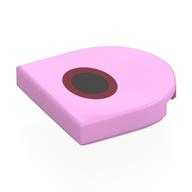 Tile Round 2 x 2 Half Circle with Black/Dark Red Oval Print (Bright Pink)