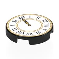Tile Round 2 x 2 with White Clockface, Black Roman Numerals, Gold Dials, Decorations Print (Black)