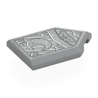 Tile Special 2 x 3 Pentagonal with Dark Bluish Grey Shield, Crescent Moon, Leaves Print (Light Bluish Gray)