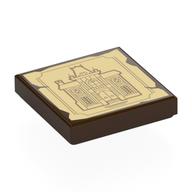 Tile 2 x 2 with Drawing of Castle on Tan Background Print (Dark Brown)