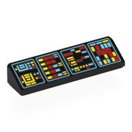 Brick Sloped 30° 1 x 4 x 2/3 with 4 Red/Yellow/Bright Light Blue Control Panels (Enterprise) Print (Black)
