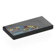Tile 2 x 4 with Round Control Panel, Red/Bright Light Blue/Yellow Buttons (Entrerprise) Print (Black)