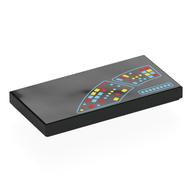Tile 2 x 4 with Round Control Panel, Red/Bright Light Blue/Yellow Buttons (Entrerprise) Print (Black)