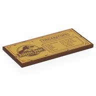 Tile 4 x 8 with Jurassic Park Logo, 'TRICERATOPS', Stats on Gold Background Print (Reddish Brown)