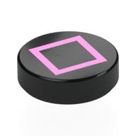 Tile Round 1.5 x 1.5 with Bright Pink Square Print (Black)