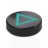 Tile Round 1.5 x 1.5 with Dark Turquoise Triangle Print (Black)