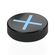 Tile Round 1.5 x 1.5 with Bright Light Blue X Print (Black)
