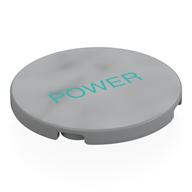 Tile Round 4 x 4 with Dark Turquoise 'POWER' Print (Light Bluish Gray)