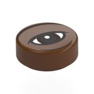 Tile Round 1 x 1 with Black Eye Print (Reddish Brown)