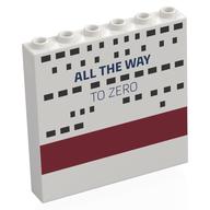 Panel 1 x 6 x 5 with 'ALL THE WAY TO ZERO', Black Windows, Dark Red Stripe Print (White)