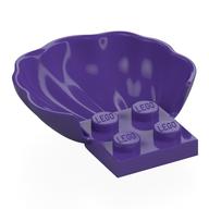 Animal Body Part, Clam / Scallop Half Shell with 4 Studs (Dark Purple)