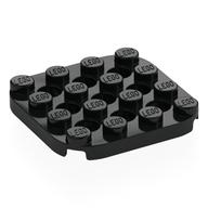 Plate 4 x 4 with Rounded Corners, Pin Holes between Studs (Black)