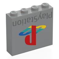 Brick 1 x 4 x 3 with 'PlayStation', Logo Print (Light Bluish Gray)