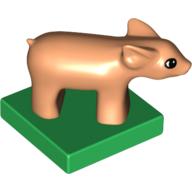 Duplo Animal Pig / Piglet on Green Base (Nougat)