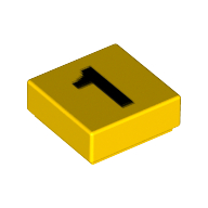 Tile 1 x 1 with Black '1' Print (Yellow)