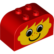 Brick Curved 2 x 4 x 2 Double with Freckled Face Print (Red)