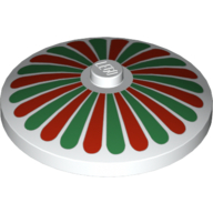 Dish 4 x 4 Inverted [Radar] with Stripes Red/Green Petals Print (White)