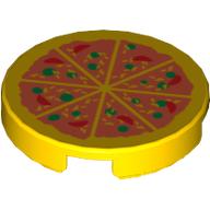 Tile Round 2 x 2 with Pizza Print (Yellow)