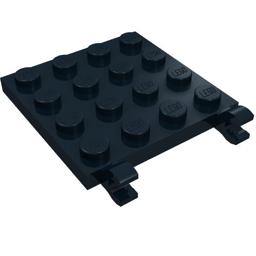 Plate Special 4 x 4 with Clips Horizontal (thick open O clips) (Black)