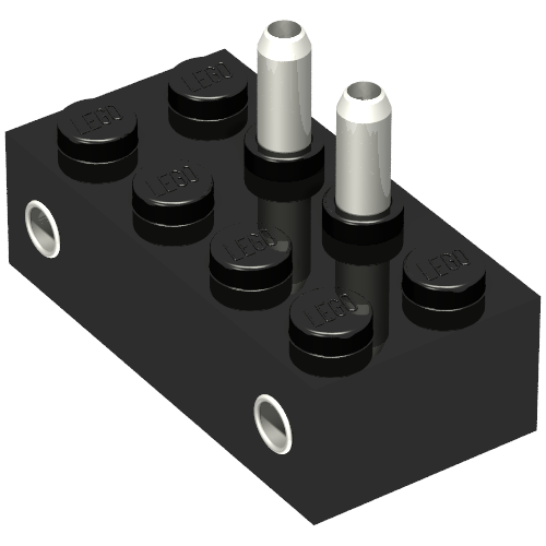 Brick 2 x 4, 4.5V for Train On/Off Switch and Hollow Pins (Black)