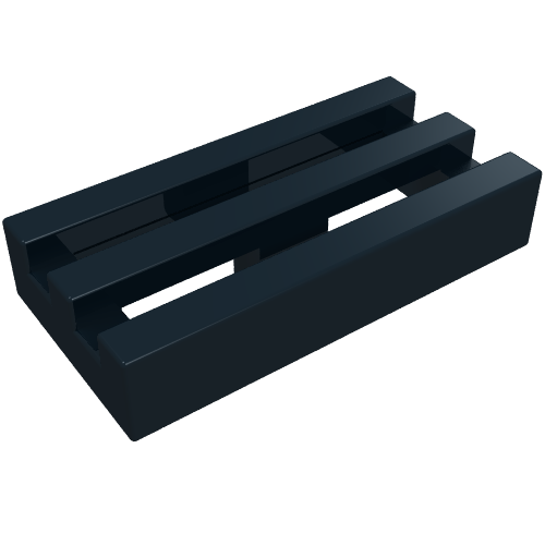Tile Special 1 x 2 Grille without Bottom Groove (Black)