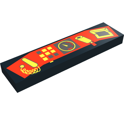 Tile 1 x 4 with Control Panel Print (Black)