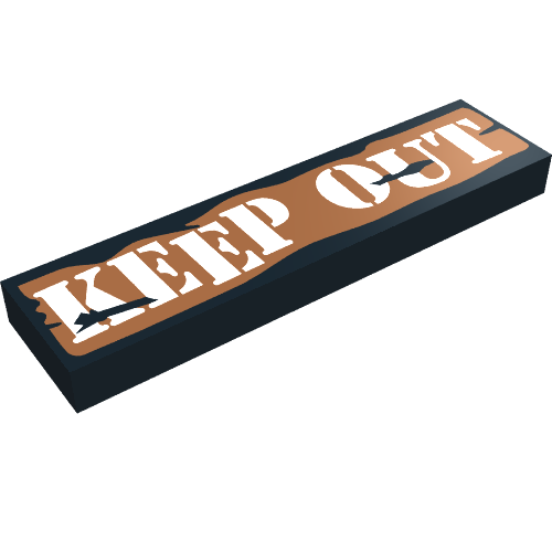 Tile 1 x 4 with Keep Out Sign Print (Black)