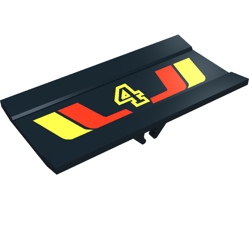 Hinge Panel 6 x 3 with Yellow '4', Red/Yellow Stripes Patt. (Black)